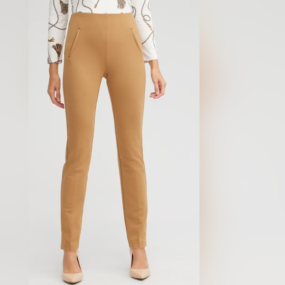 Chico's Juliet Ponte Pull On Slim Leg Camel Pants Sz 1 - Picture 1 of 4